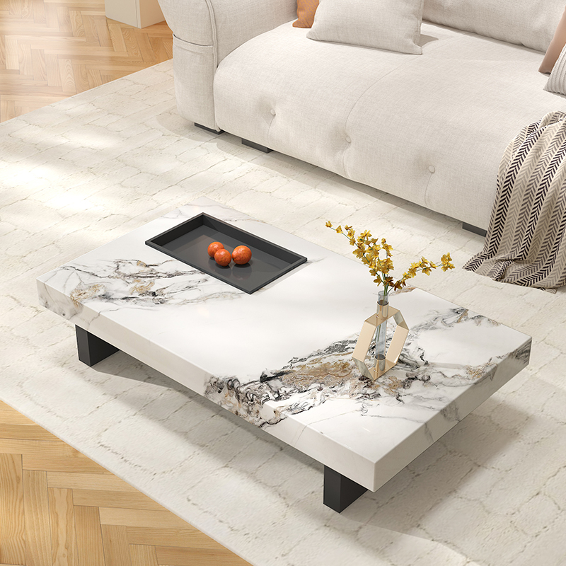 意式极简长方形大理石茶几极简轻奢约方形家用大小户型高端别墅