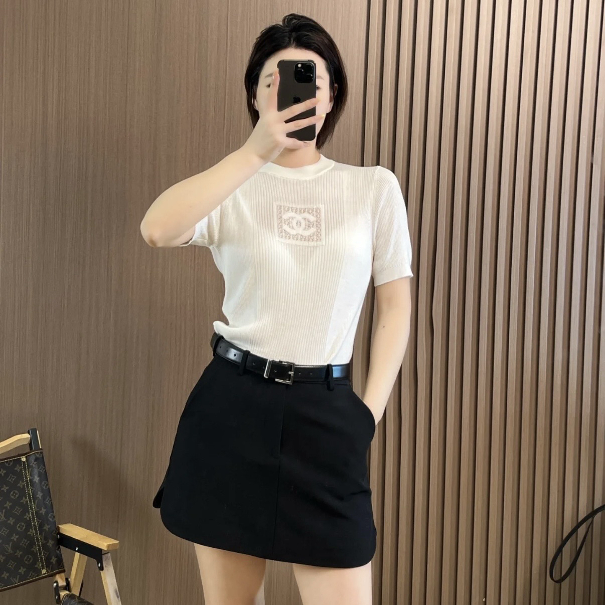 未使用 Chanel/香奈儿 D500820/白色针织短袖/36码
