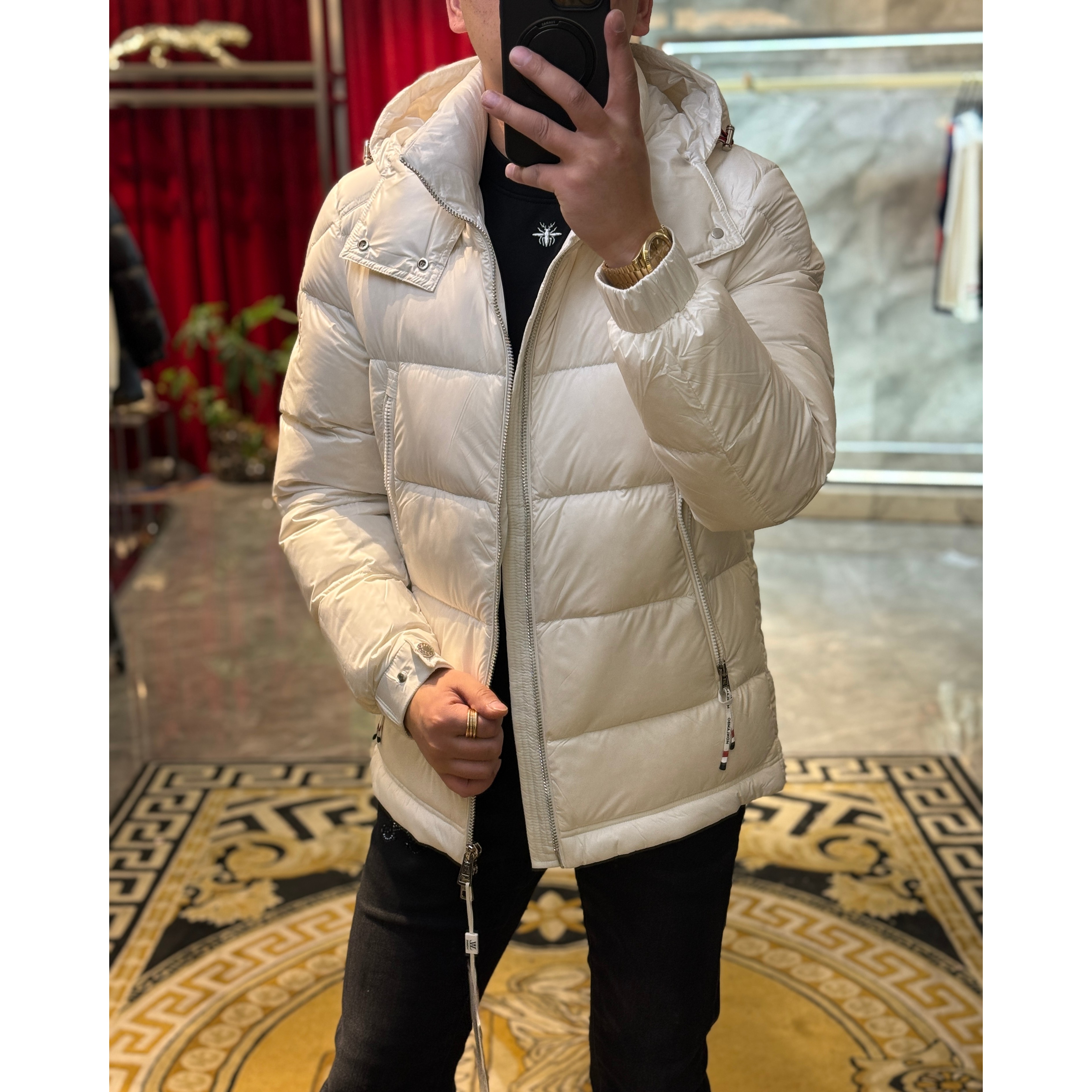 【路易理欧】新款潮流轻奢胸标条纹字母休闲冬季保暖羽绒服89090