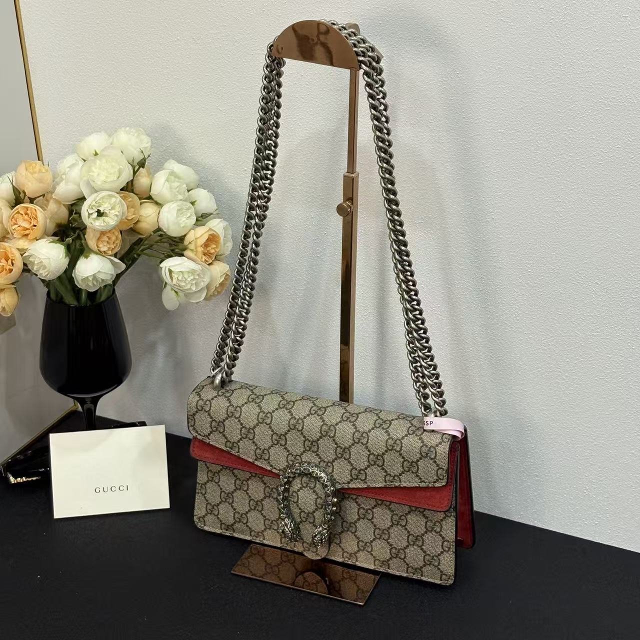 未使用 GUCCI/古驰 壹所奢品/GUCCI 酒神中号 红色 钻扣 闲置活动