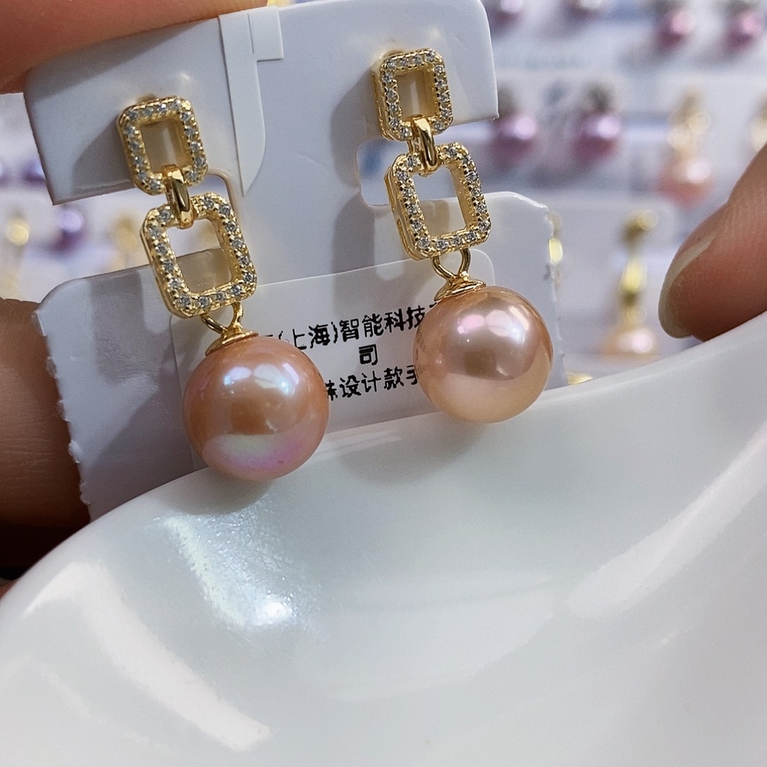 银S925镶嵌特价流量单淡水正圆极光10.3爱马橙淡水珍珠