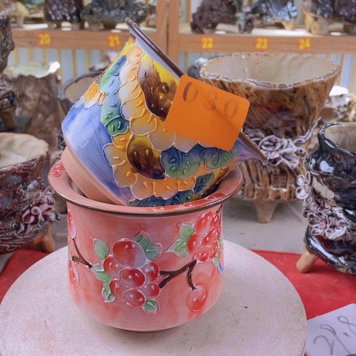 紫砂花盆景德镇陶瓷030