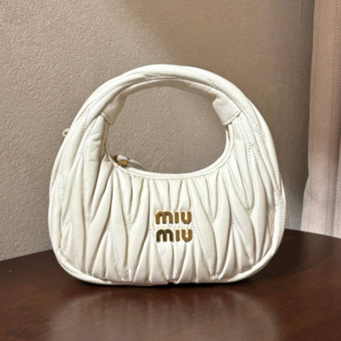 99新 MIU MIU/缪缪 白金Wander hobo mini月亮包