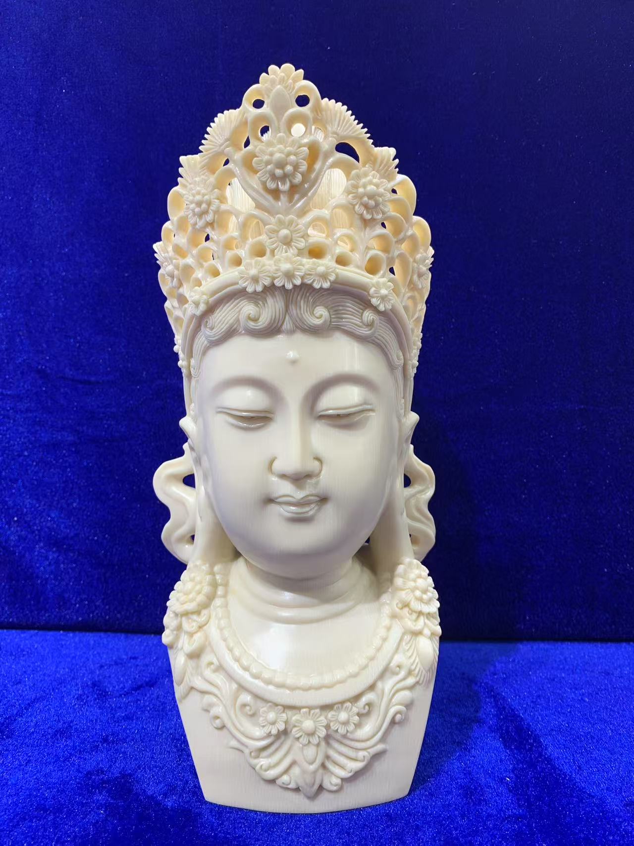 猛犸牙5A精品牙雕 大师级手工雕刻 观音菩萨摆件