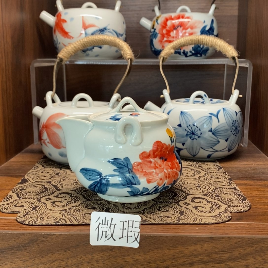 釉下彩老陶泥手工绘制
