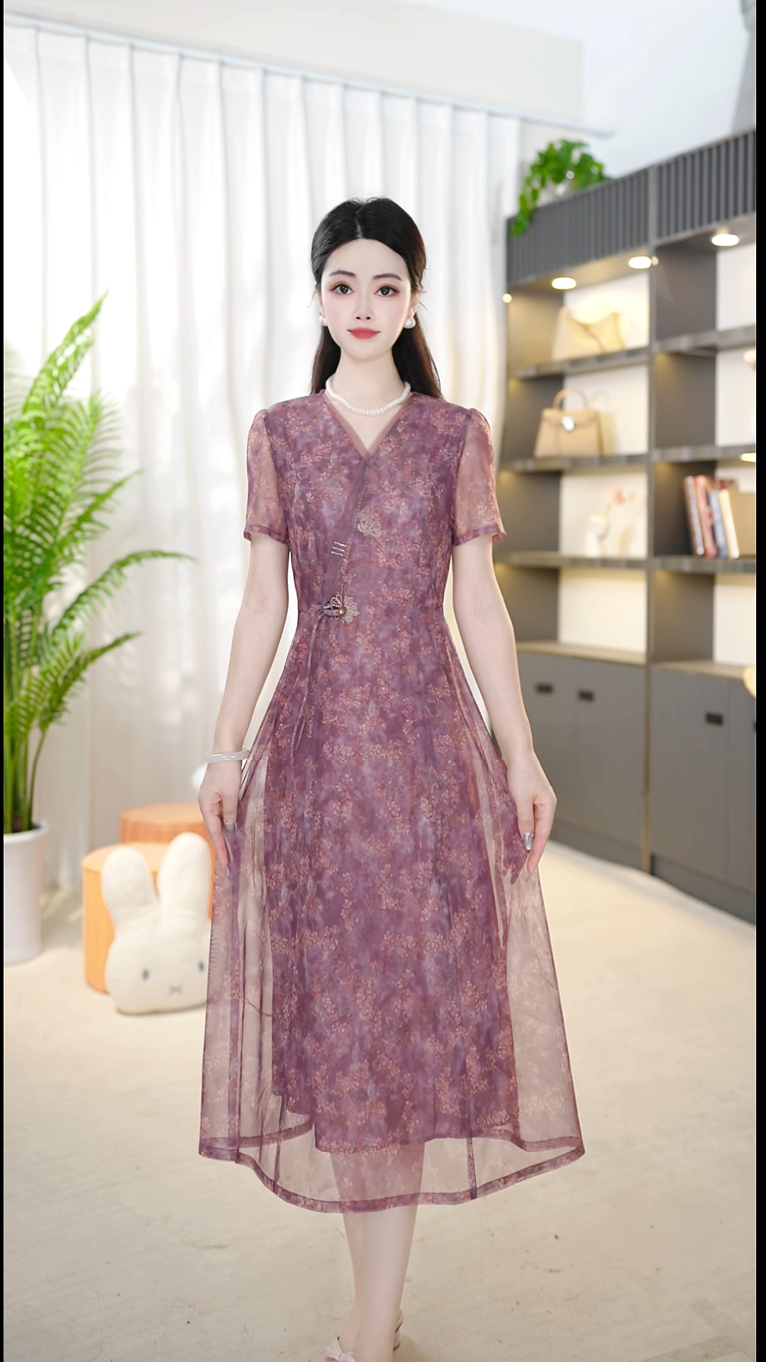 <0B11>2025年夏季新款时尚气质优雅连衣裙中式减龄气质连衣裙