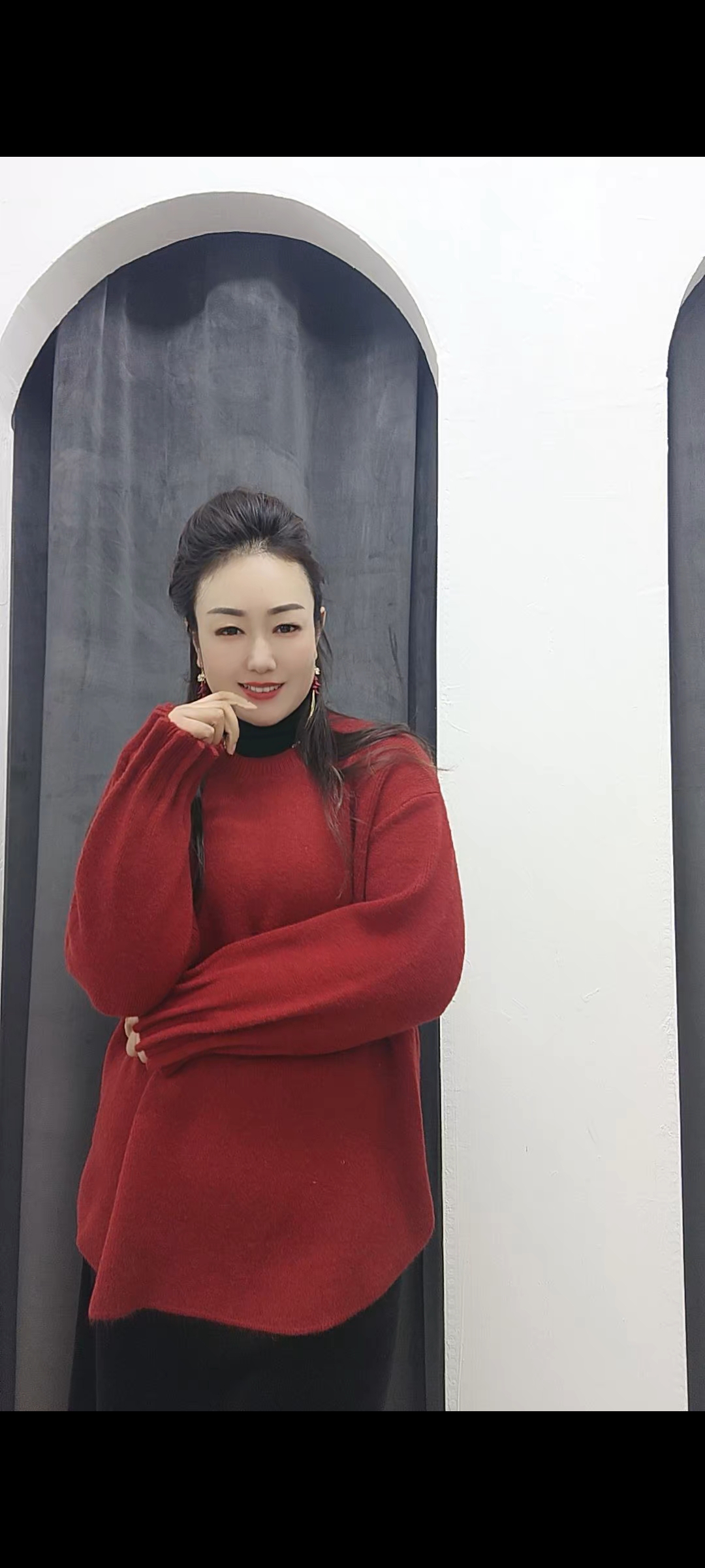 毛衣针织圆领褶皱纯色休闲秋冬打底衫半高领百搭时尚加厚ins