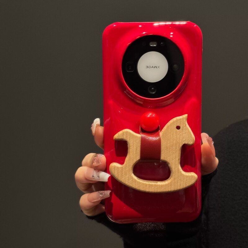 适用华为mate80pro手机壳新款mate70创意亮面立体木马指环扣mate6