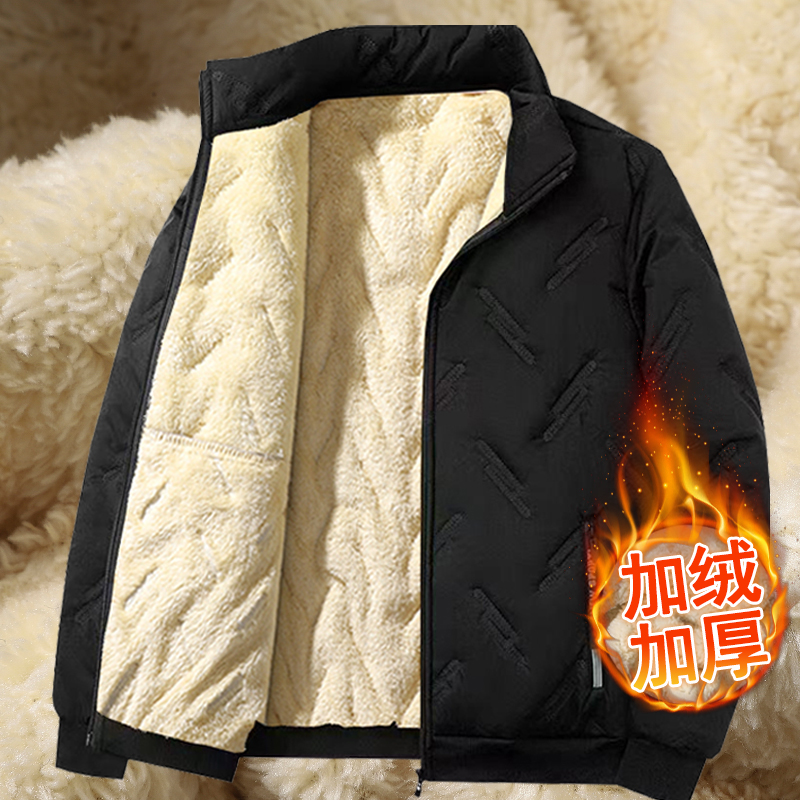 羊羔绒棉服男款冬季加绒加厚外套男士棉袄防风防寒服连帽棉衣马甲