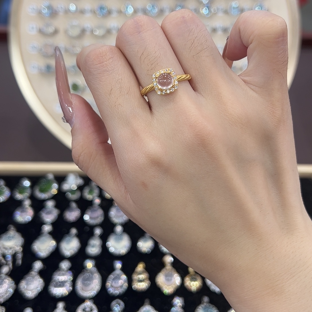 芙蓉石戒指银S925镶嵌