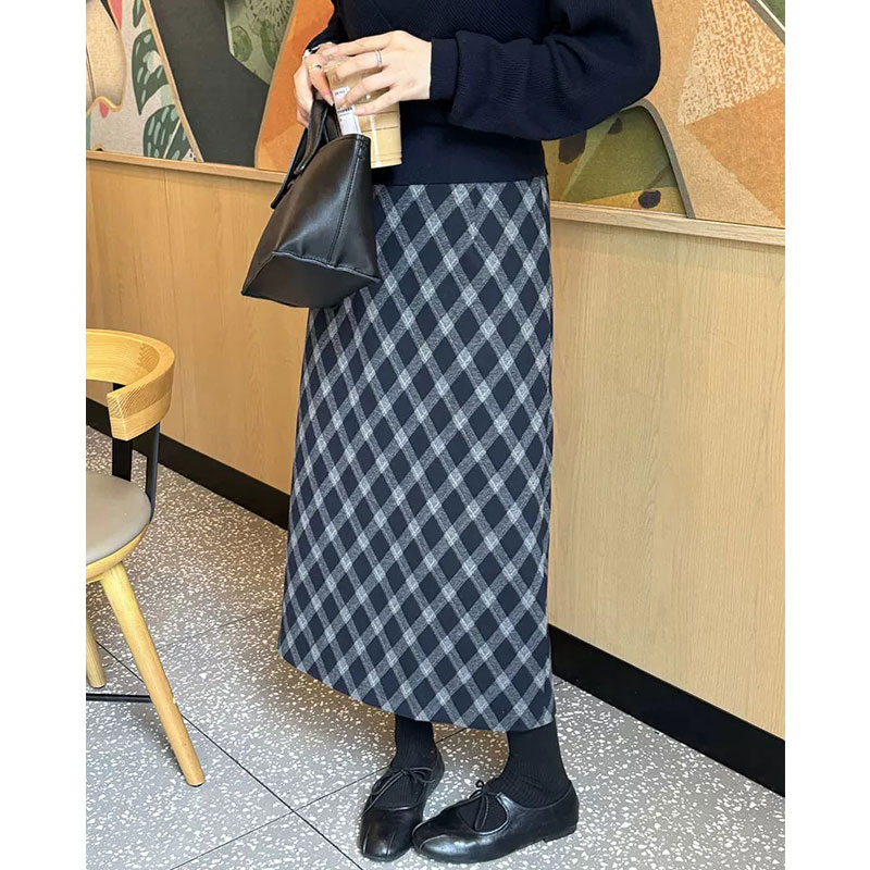 【高品质全里衬】2025秋冬新款气质经典菱格纹A字半身裙半身裙#7735