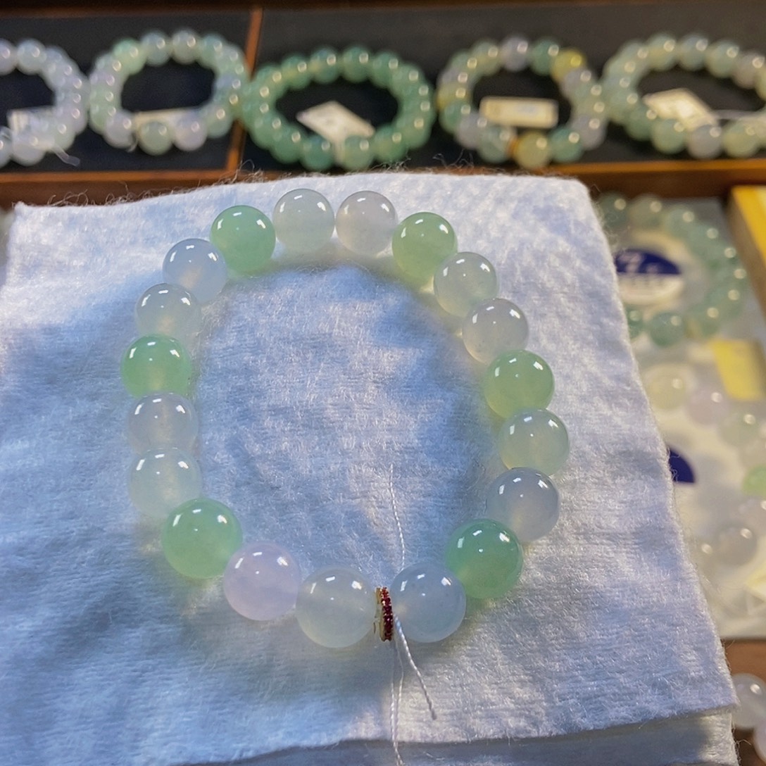 定制翡翠未镶嵌翡翠手串卡9.8