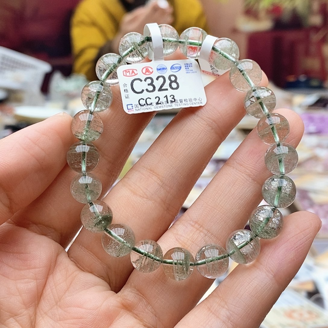 水晶手链未镶嵌张***子C328绿幽灵千层