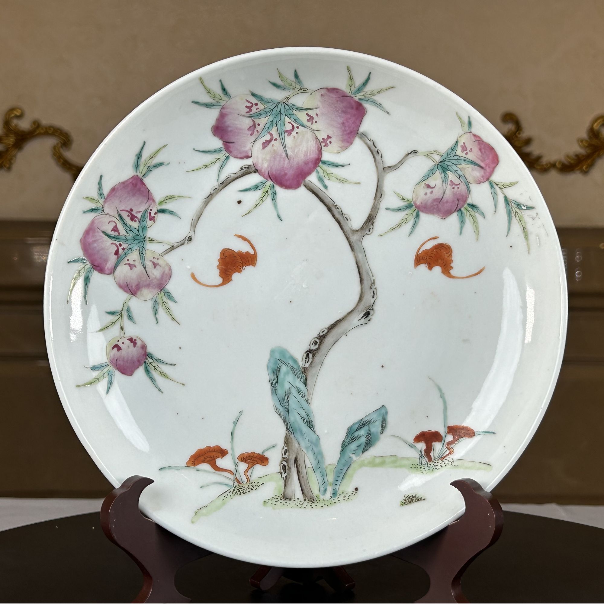 【拍卖-清末民初】·粉彩九桃纹盘