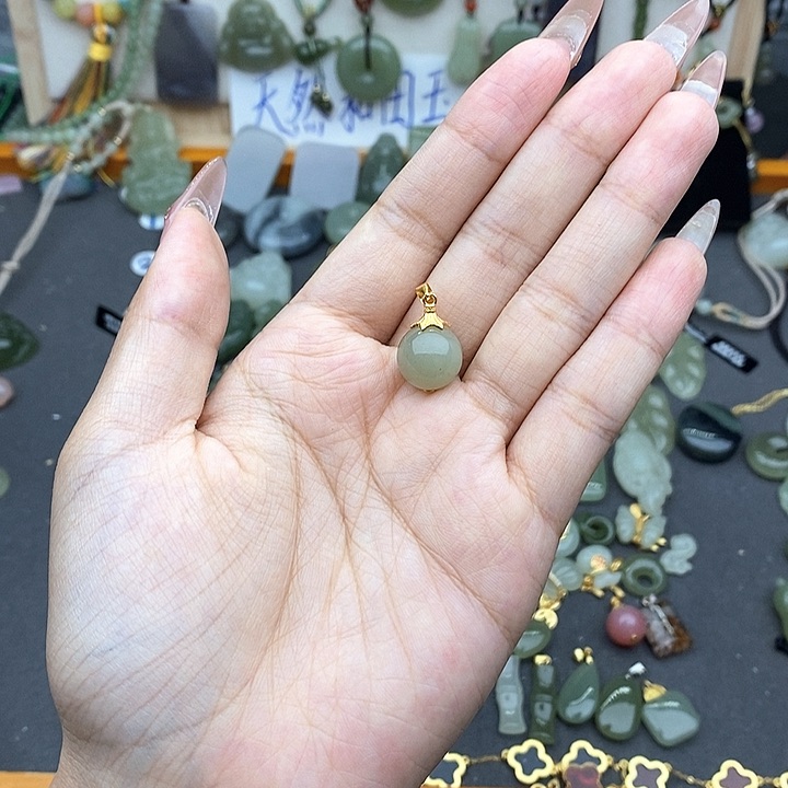 和田玉银S925镶嵌吊坠(不含链)