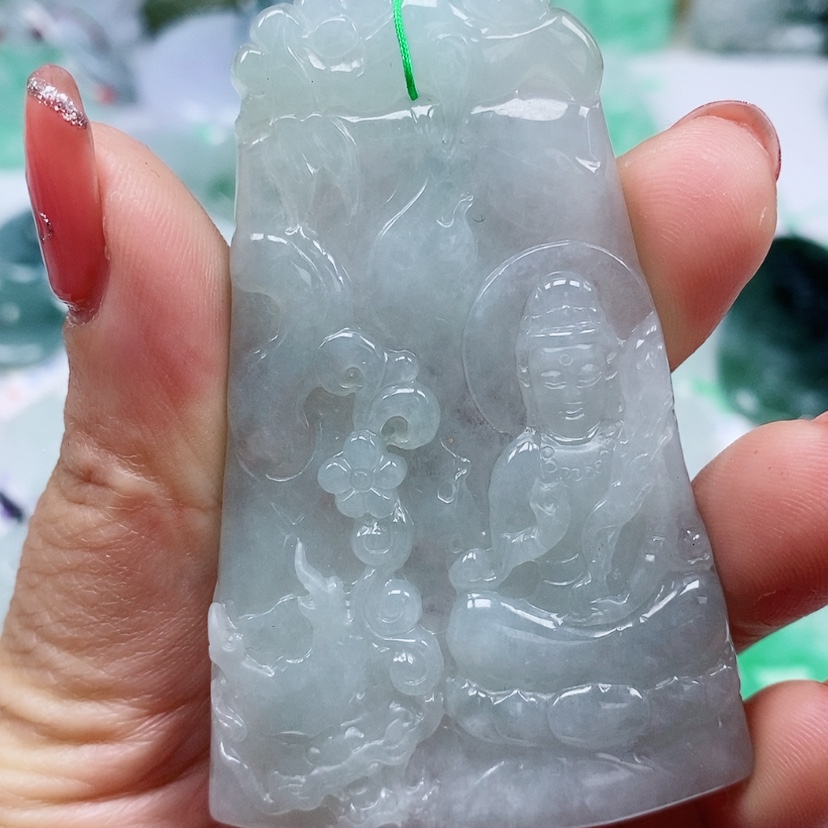 【闪购商品】翡翠颈饰未镶嵌天然翡翠A货文殊