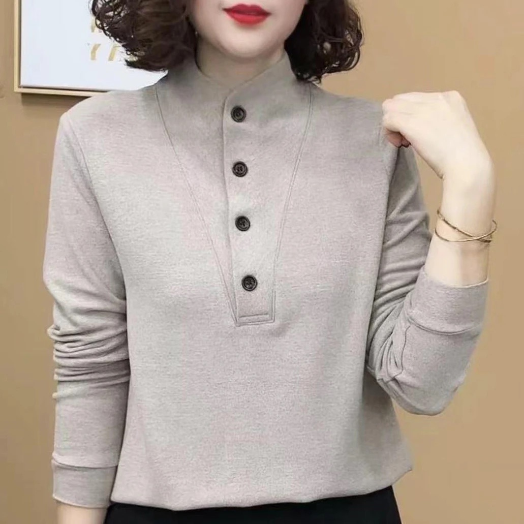 【爆款推荐】2025新款时尚洋气气质长袖德绒打底衫女士显瘦上衣T恤