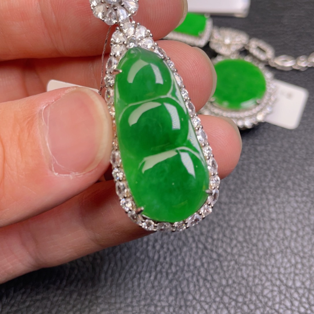 翡翠银S925镶嵌吊坠(不含链)