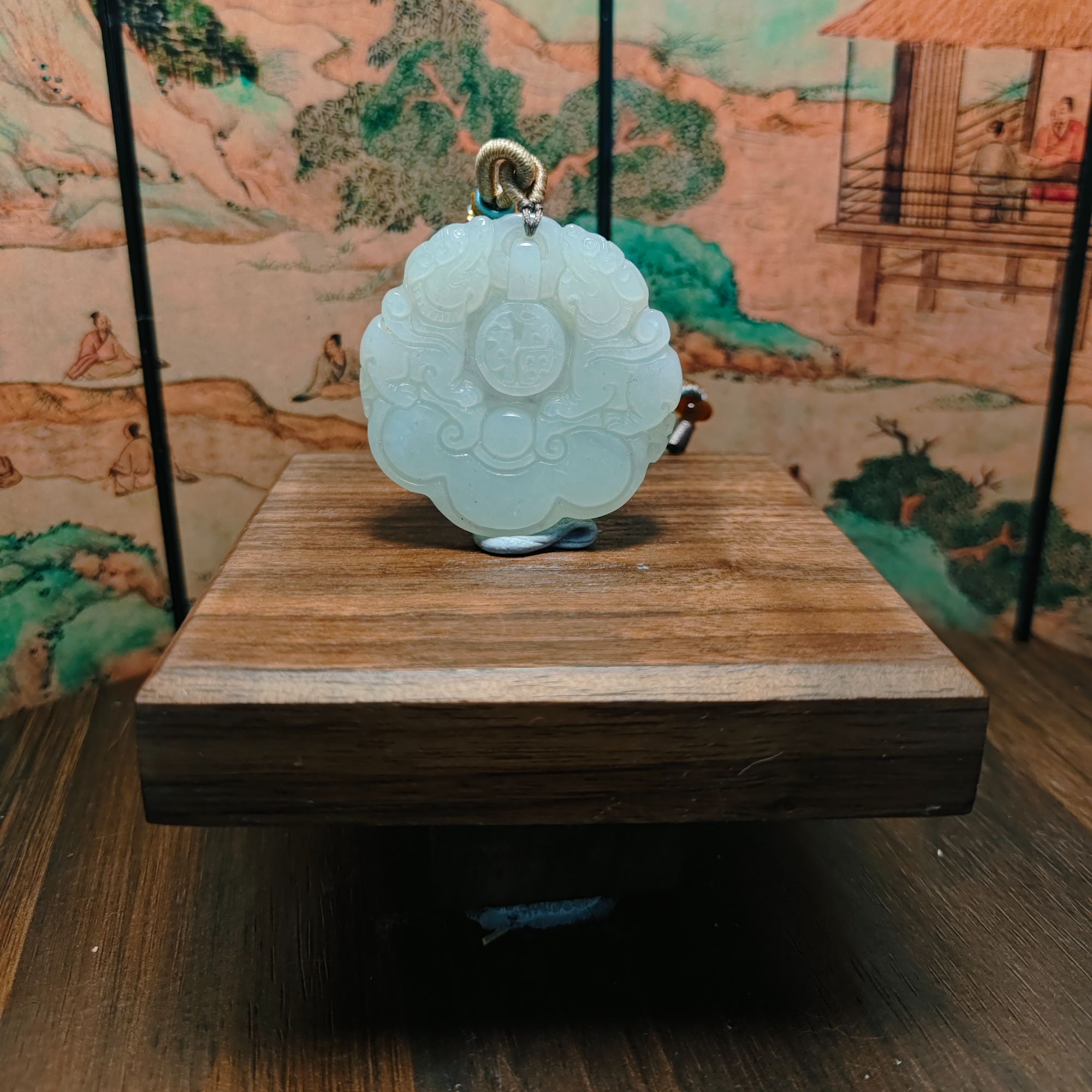 J和田玉双龙送福吊坠0383