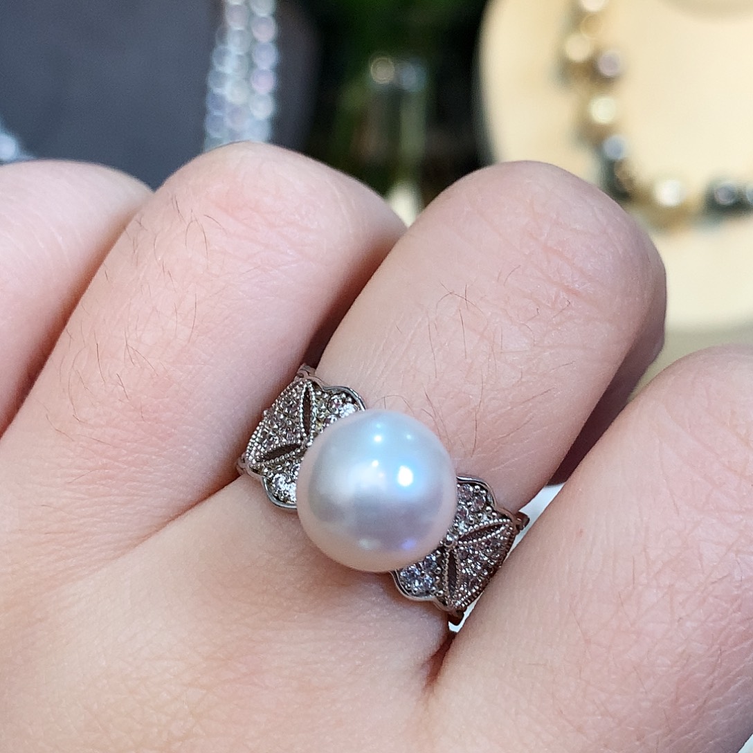 淡水珍珠戒指银S925镶嵌