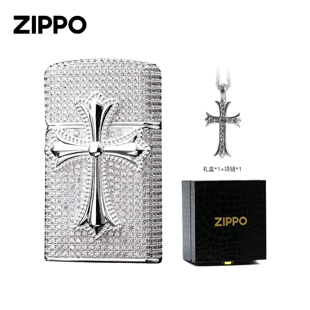 zippo打火机正品/纤巧满钻克罗心之恋重甲个性收藏DYJ1