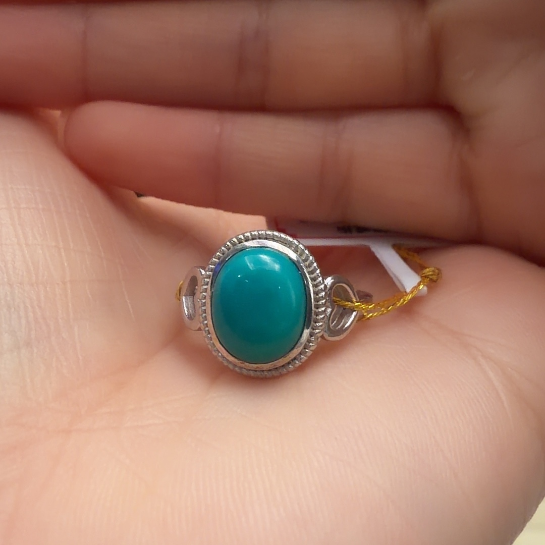 绿松石银S925镶嵌戒指