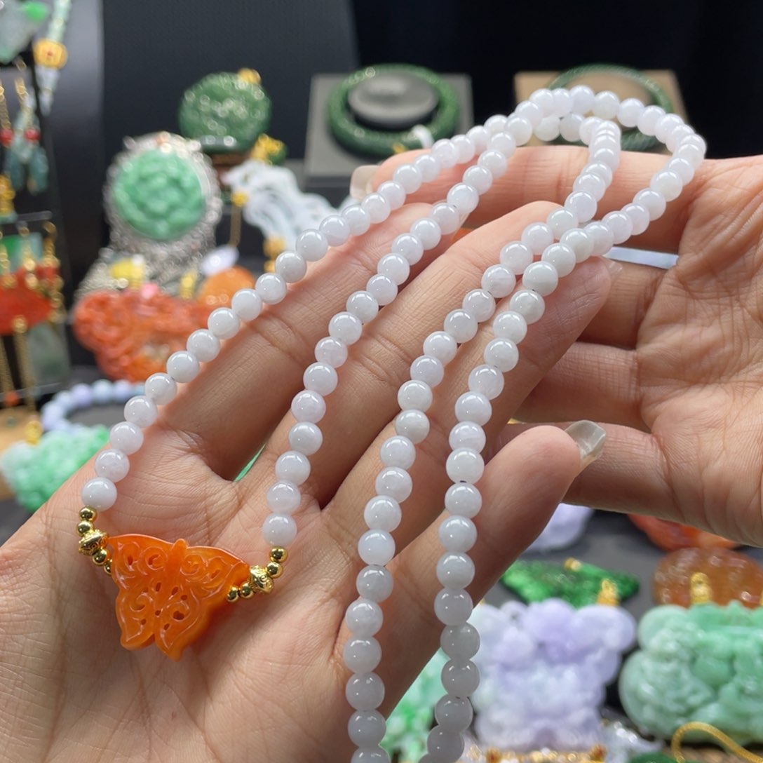 翡翠未镶嵌颈饰代编织