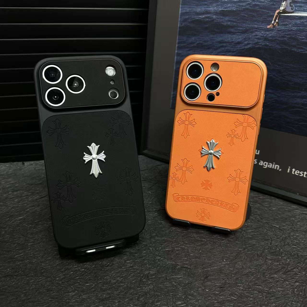 新款皮质满屏克罗心潮牌适用苹果17iphone161514promax情侣手机壳