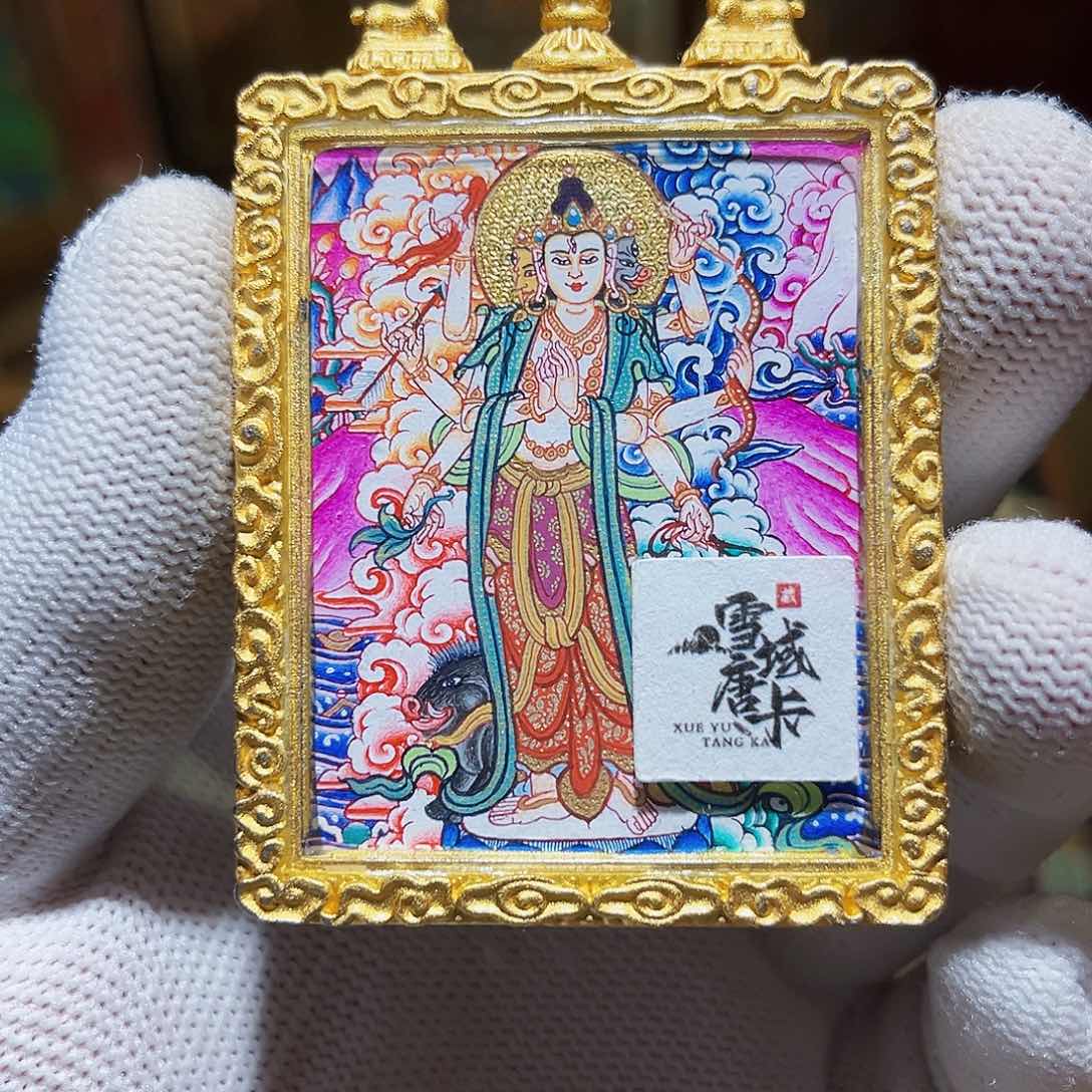 吊坠热贡纯手绘摩利支天