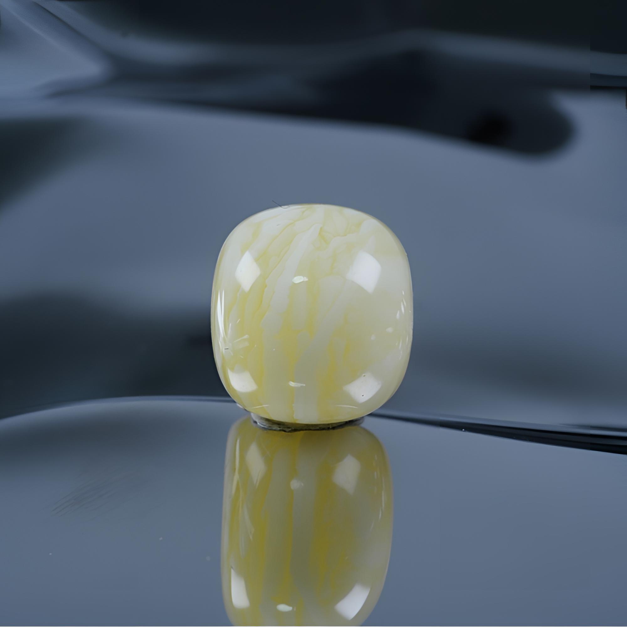 12.3*11.2mm浓蜡瓷白虎皮妖花老型单珠天然琥珀蜜蜡文玩配饰