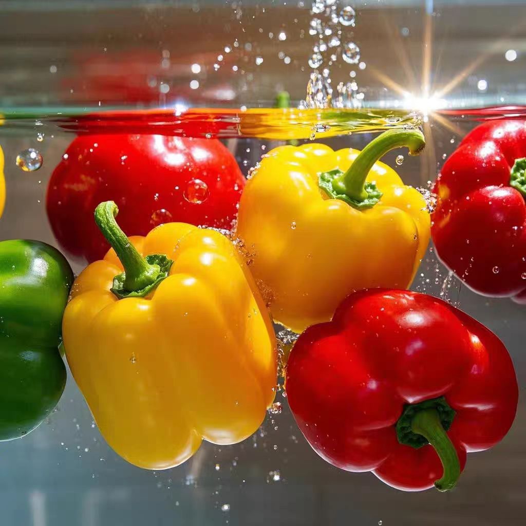 J山东新鲜现摘水果彩椒五彩椒生吃不辣红黄圆椒灯笼椒