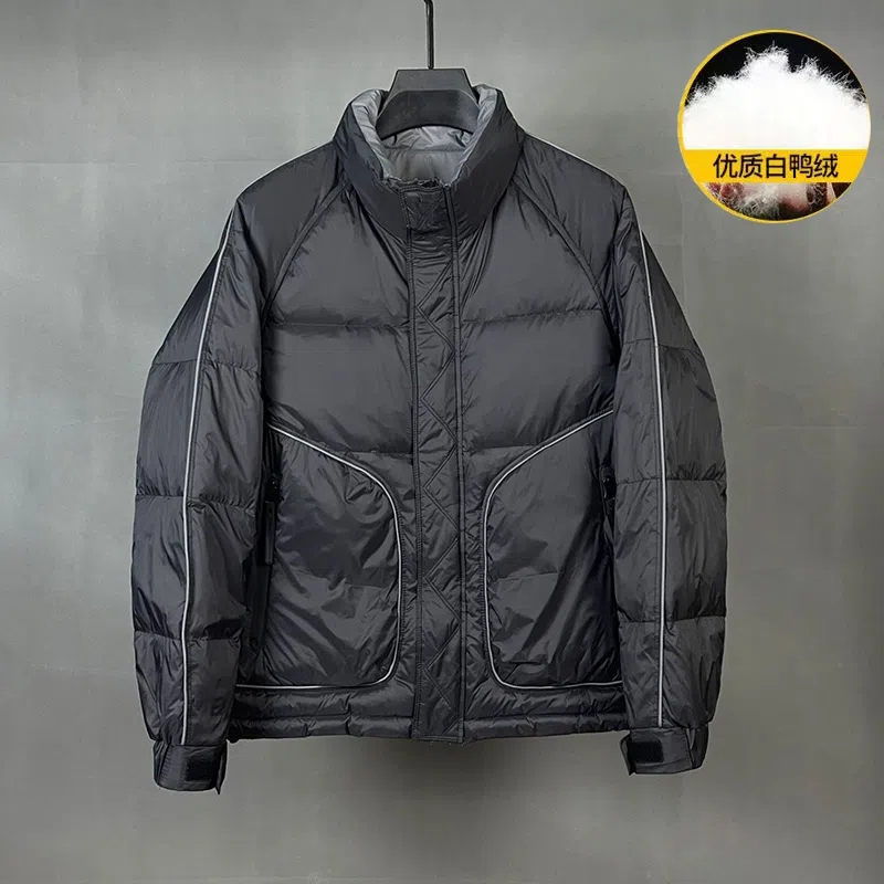 【万达撤柜】男款羽绒服男士冬季潮流加厚宽松保暖立领白鸭绒外套男