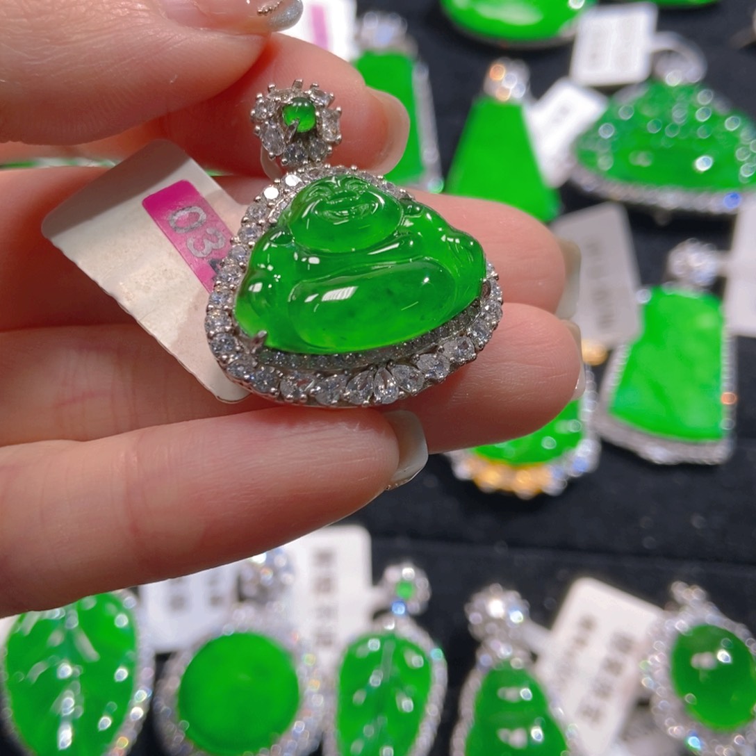 翡翠吊坠(不含链)银S925镶嵌