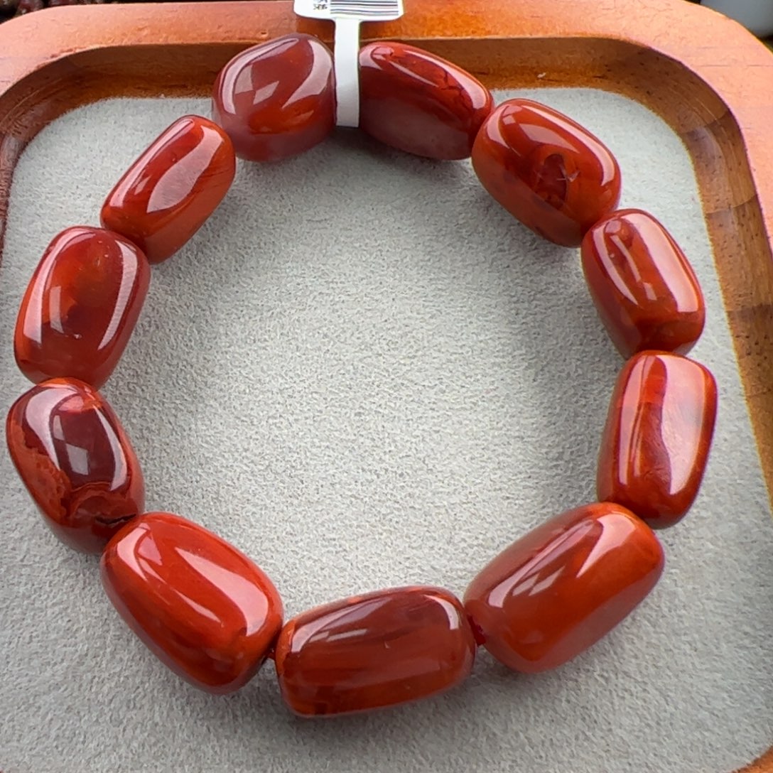 未镶嵌（牛血火焰随型手串11-13）南红玛瑙