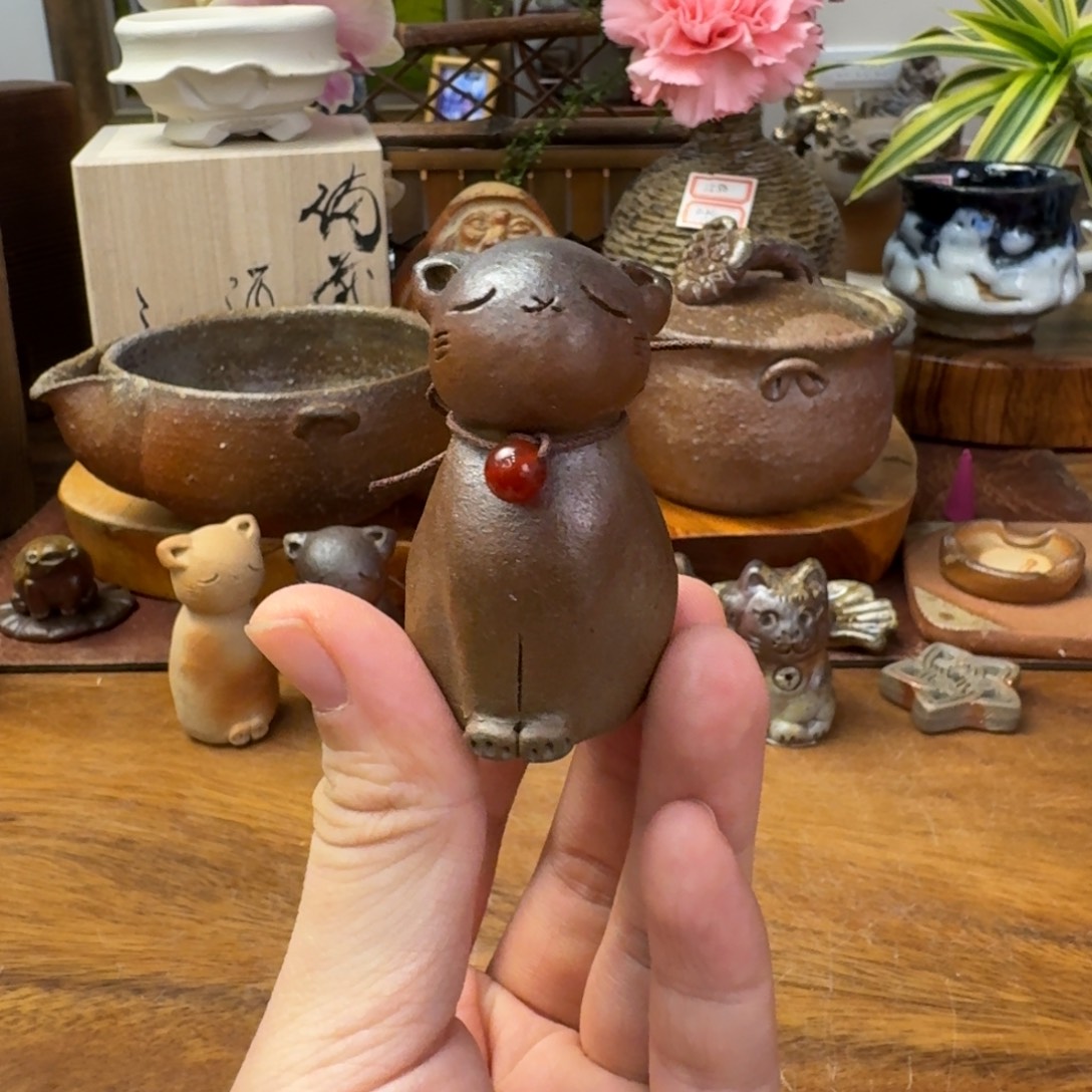 安***y中居千鹤备前烧猫咪茶宠福利一口价