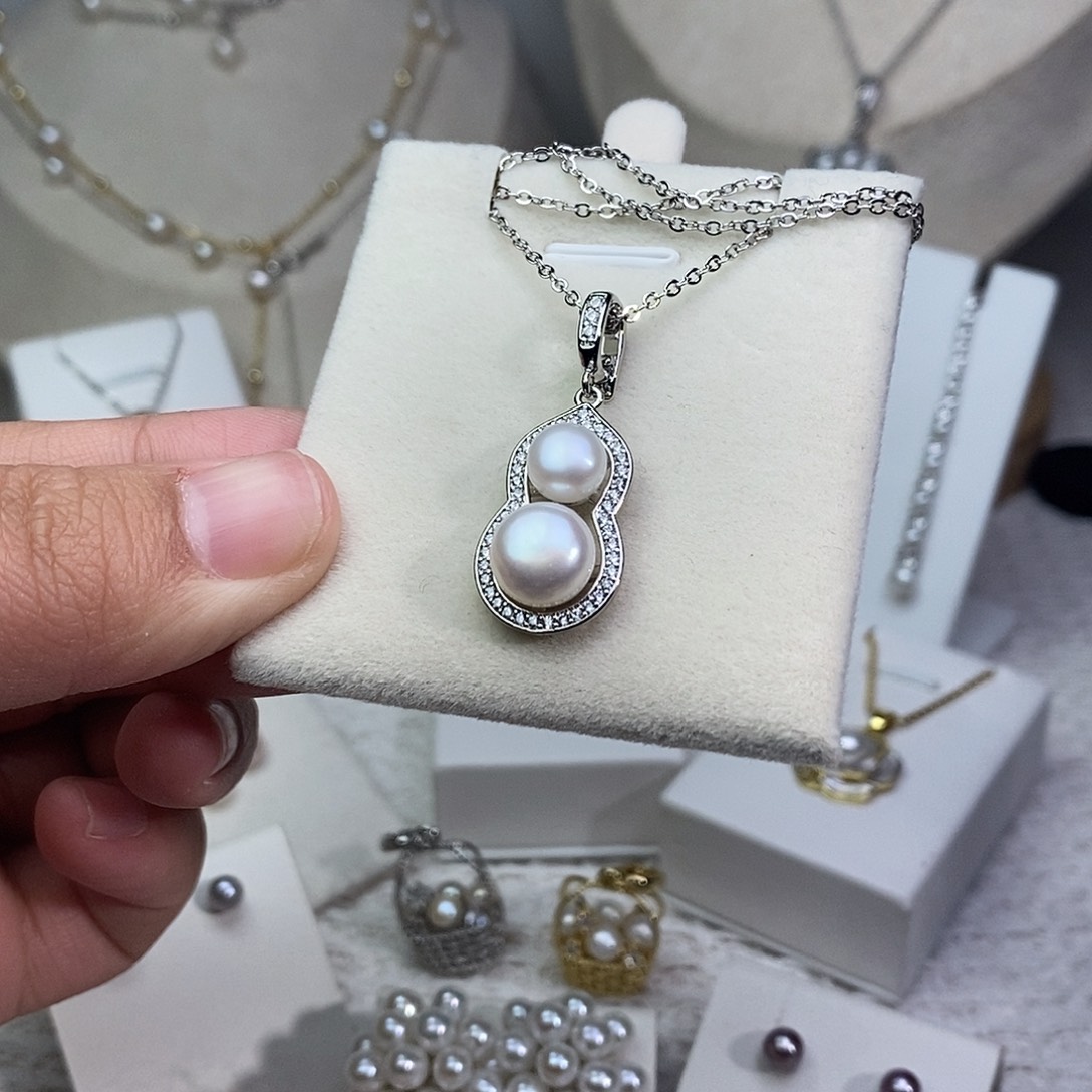 耳饰银S925镶嵌淡水珍珠