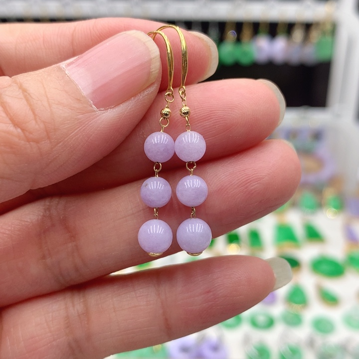 翡翠18K金镶嵌耳饰