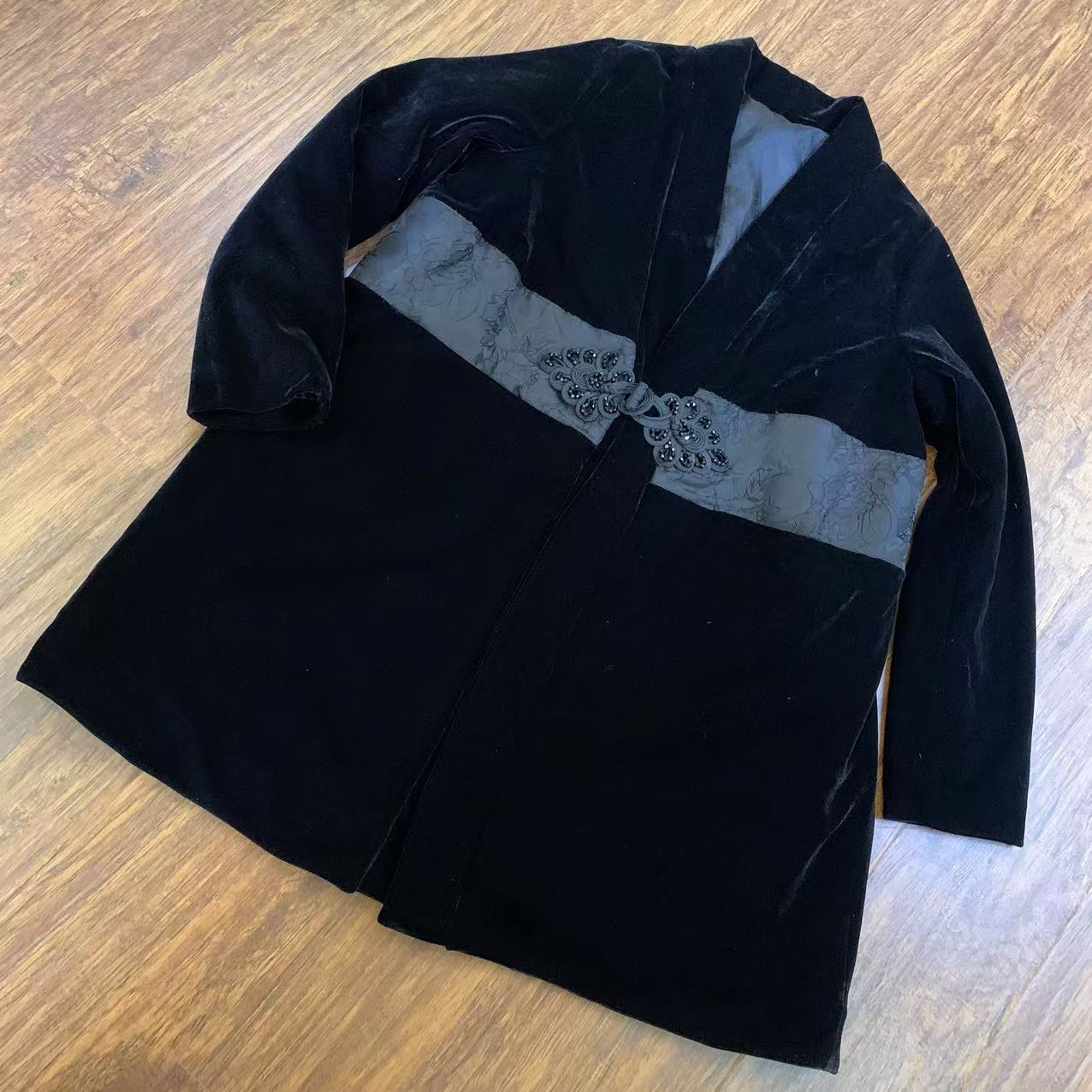 （现货）2025新款丝绒V领盘扣加棉外衣0029