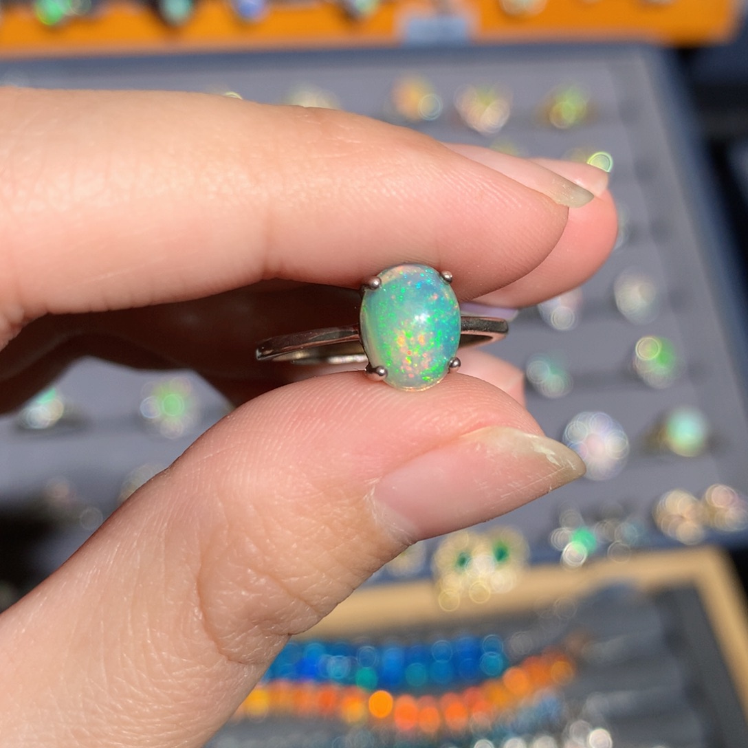 银S925镶嵌欧泊欧泊戒指y