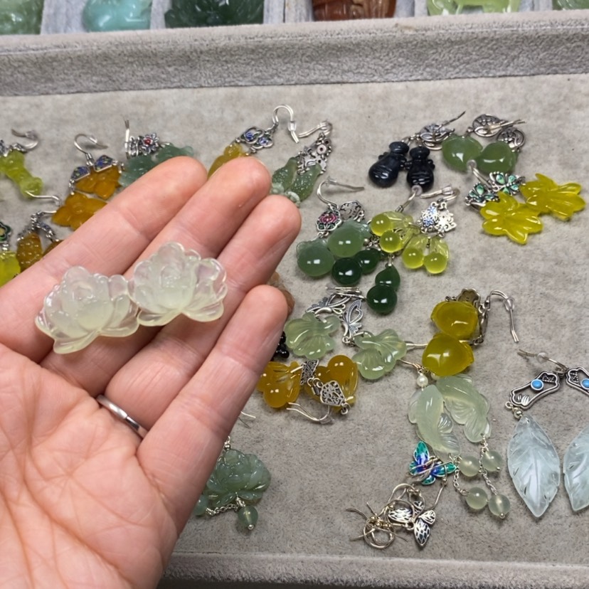 【闪购商品】蛇纹石玉挂件耳饰耳环项链未镶嵌