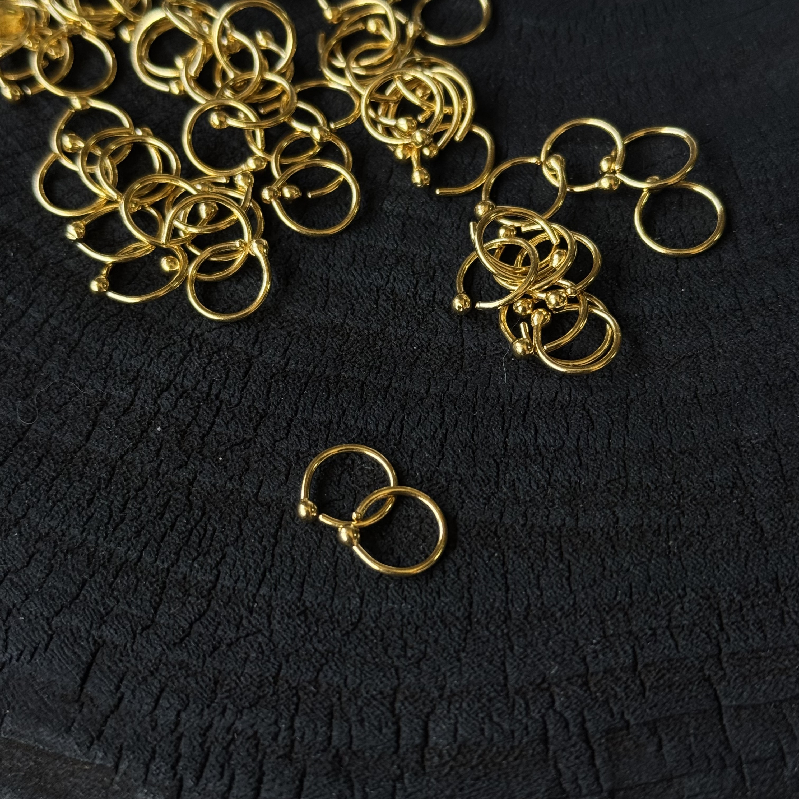 【手工】素圈小逗号黄金耳环  养耳神器 足金999耳饰