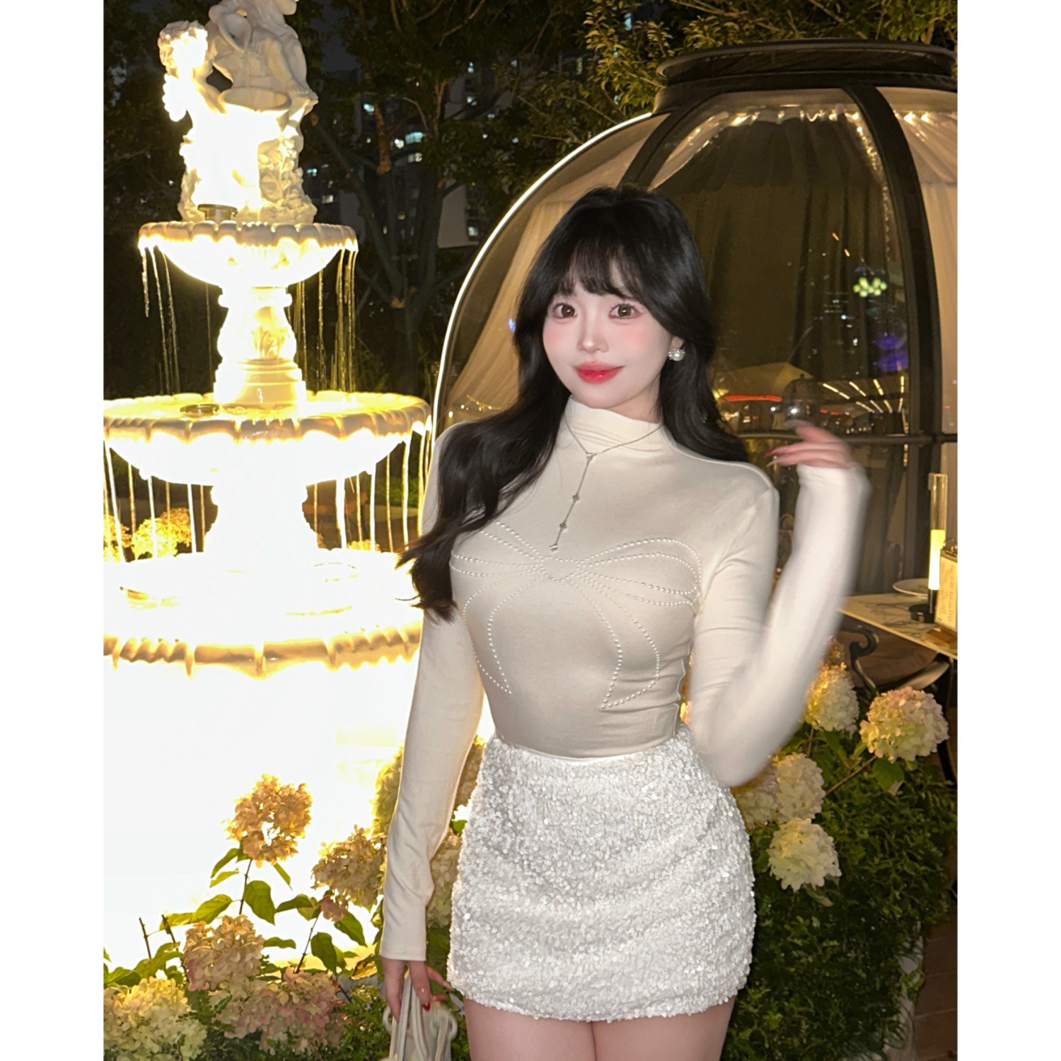 927清清MengFairy【帕丁顿甜心】气质显瘦针织上衣高腰半裙4281