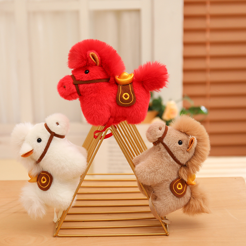 磁吸站肩小马玩偶红色马上有钱马年吉祥物站肩膀小马创意元宝马