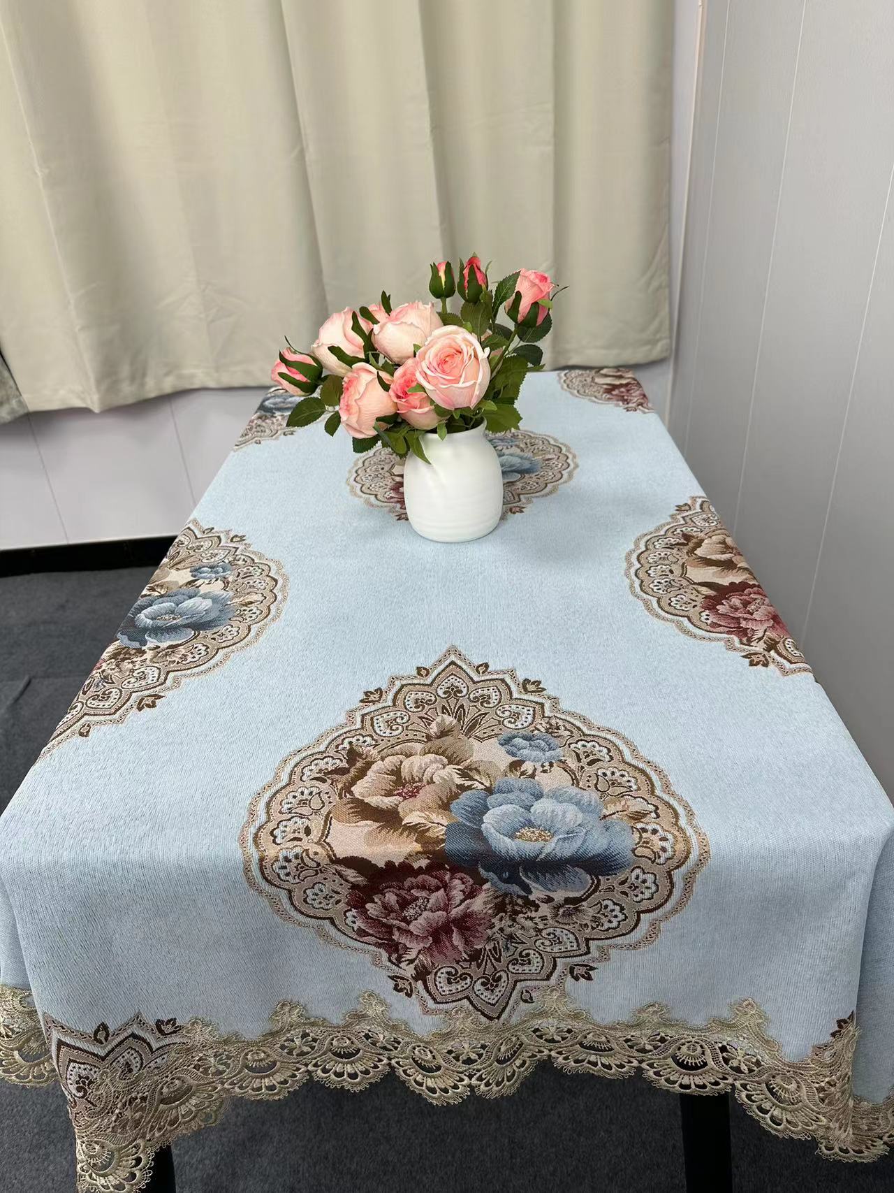 内径110*160（含花边130*180左右）雪尼尔餐桌茶几布万能盖巾