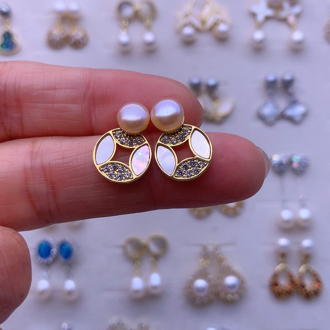 淡水珍珠耳饰合金