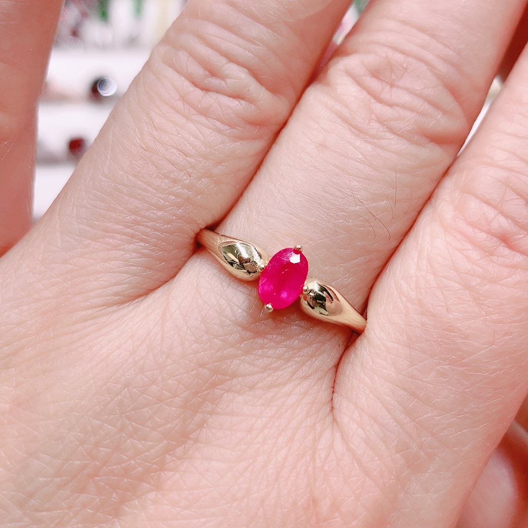 红宝石戒指银S925镶嵌