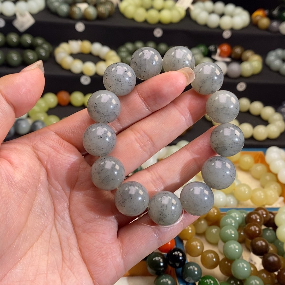 和田玉手链 16MM未镶嵌青花