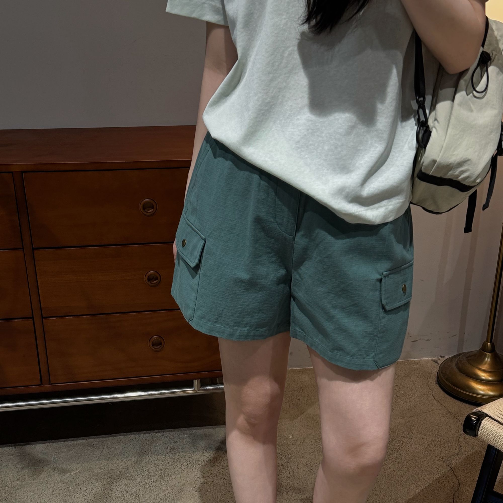 今婷时尚百搭美式中高腰显瘦工装休闲裤气质a字短裤女-M25206302 