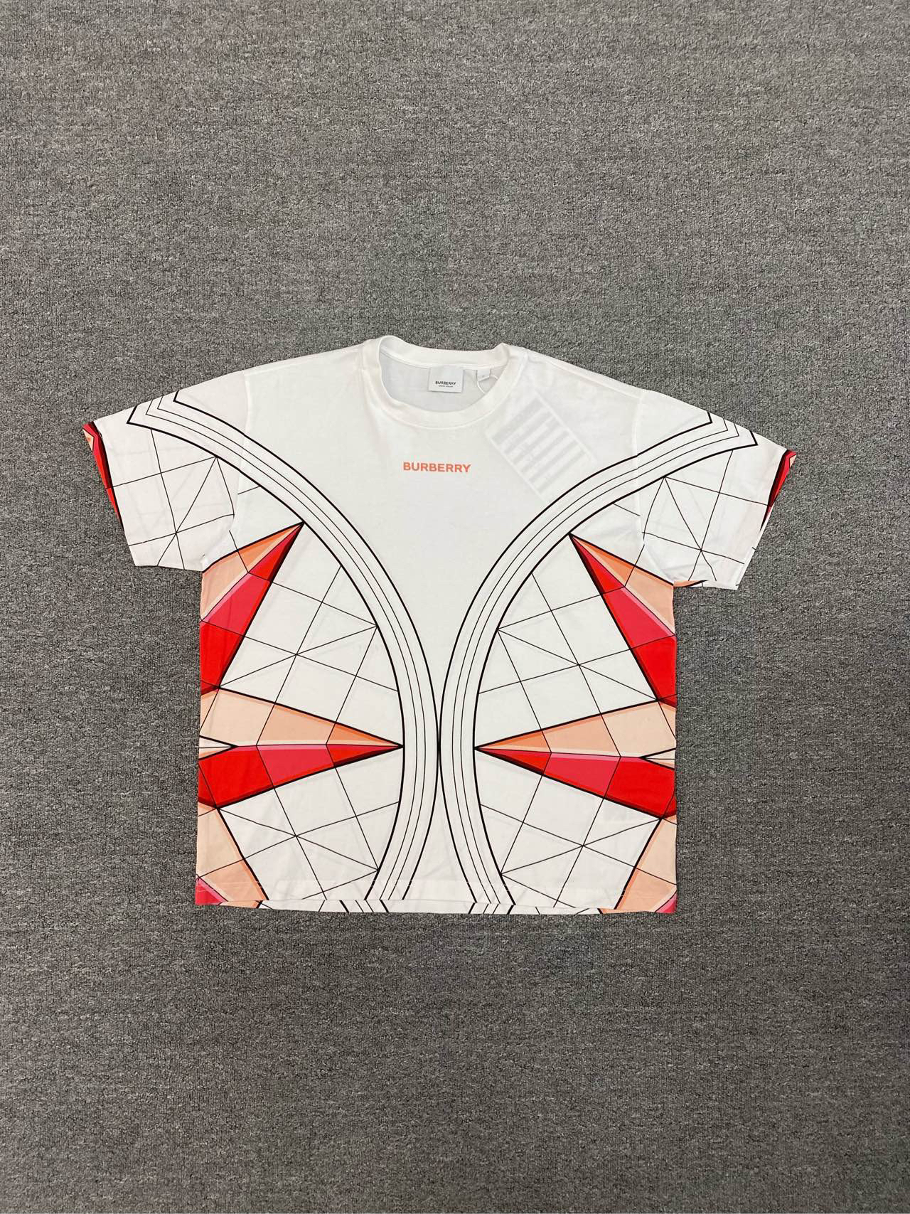 99新 BURBERRY/博柏利 六芒星徽标印花短袖T恤/白色/S码