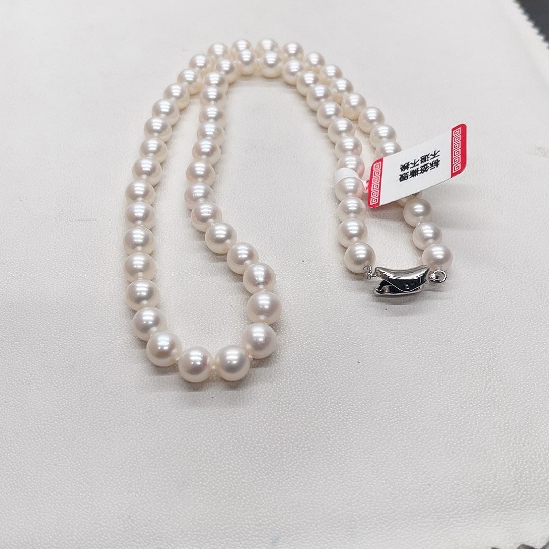 淡水珍珠项链银S925镶嵌7-8正圆款